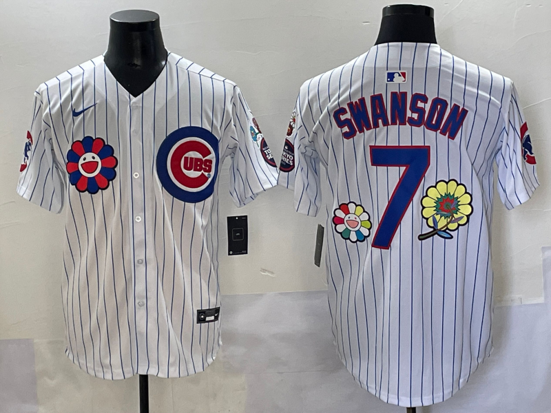 Men's Chicago Cubs Dansby Swanson #7 White Limited Jersey